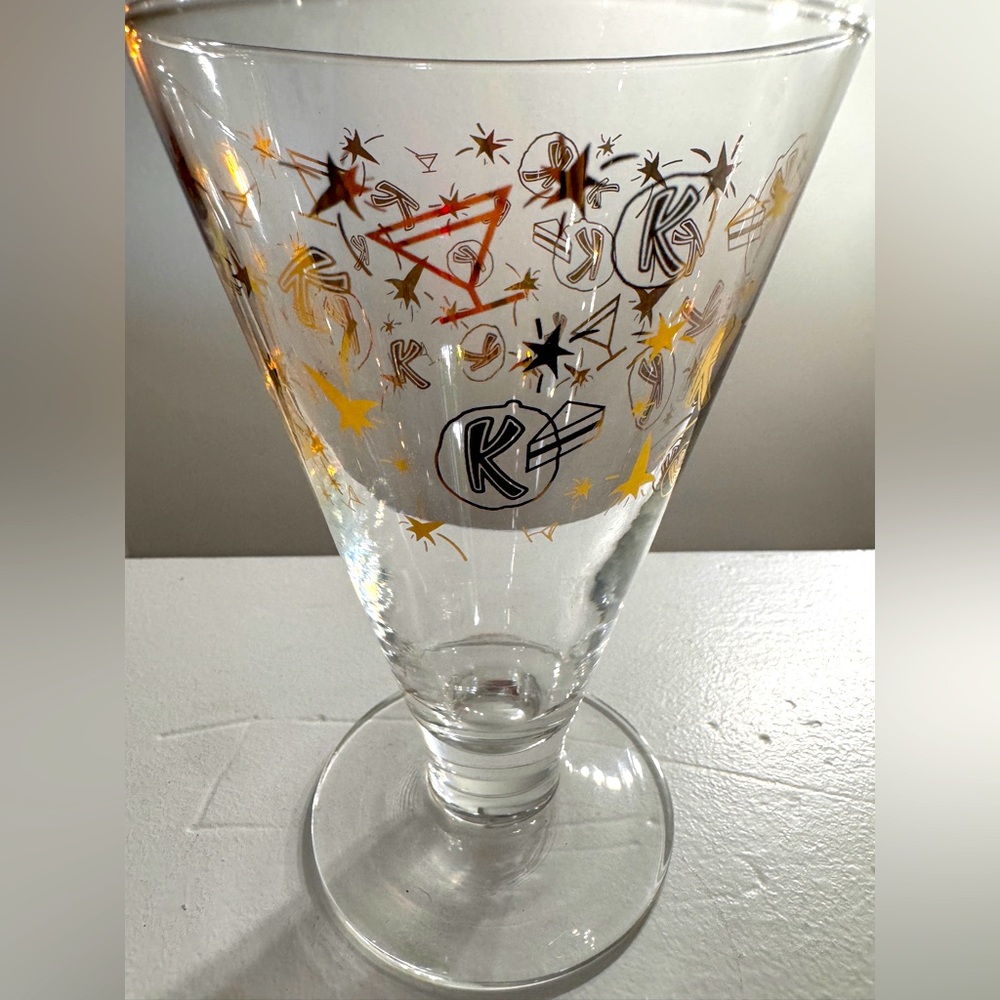 Vintage Kahlua Barware Mudslide Glasses 
Set of 8 Atomic Starburst Gold MCM